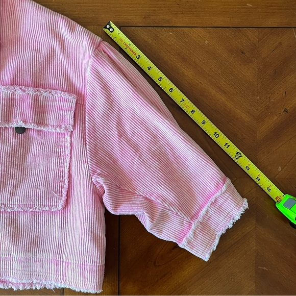 POL Pink Corduroy Oversized Cropped Jacket Size Medium 100% Cotton Shacket - Picture 12 of 13